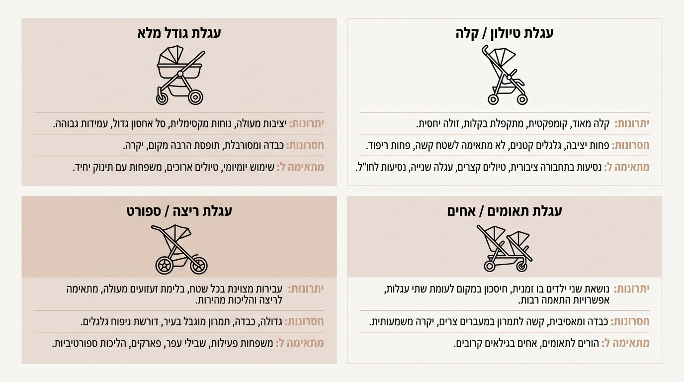 השוואה בין סוגי עגלות תינוק – ניתוח מקצועי ומקיף