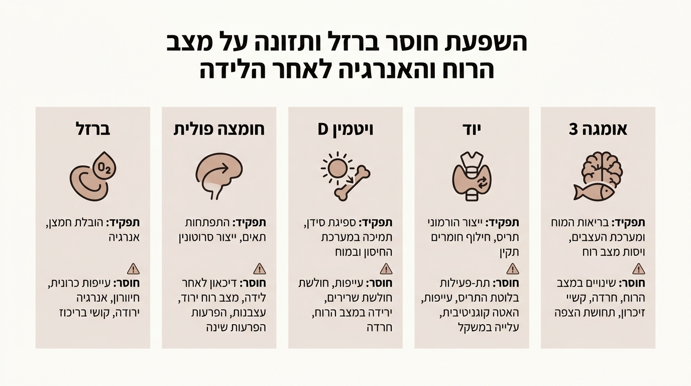 כיצד חוסר ברזל משפיע על מצב הרוח והאנרגיה לאחר לידה