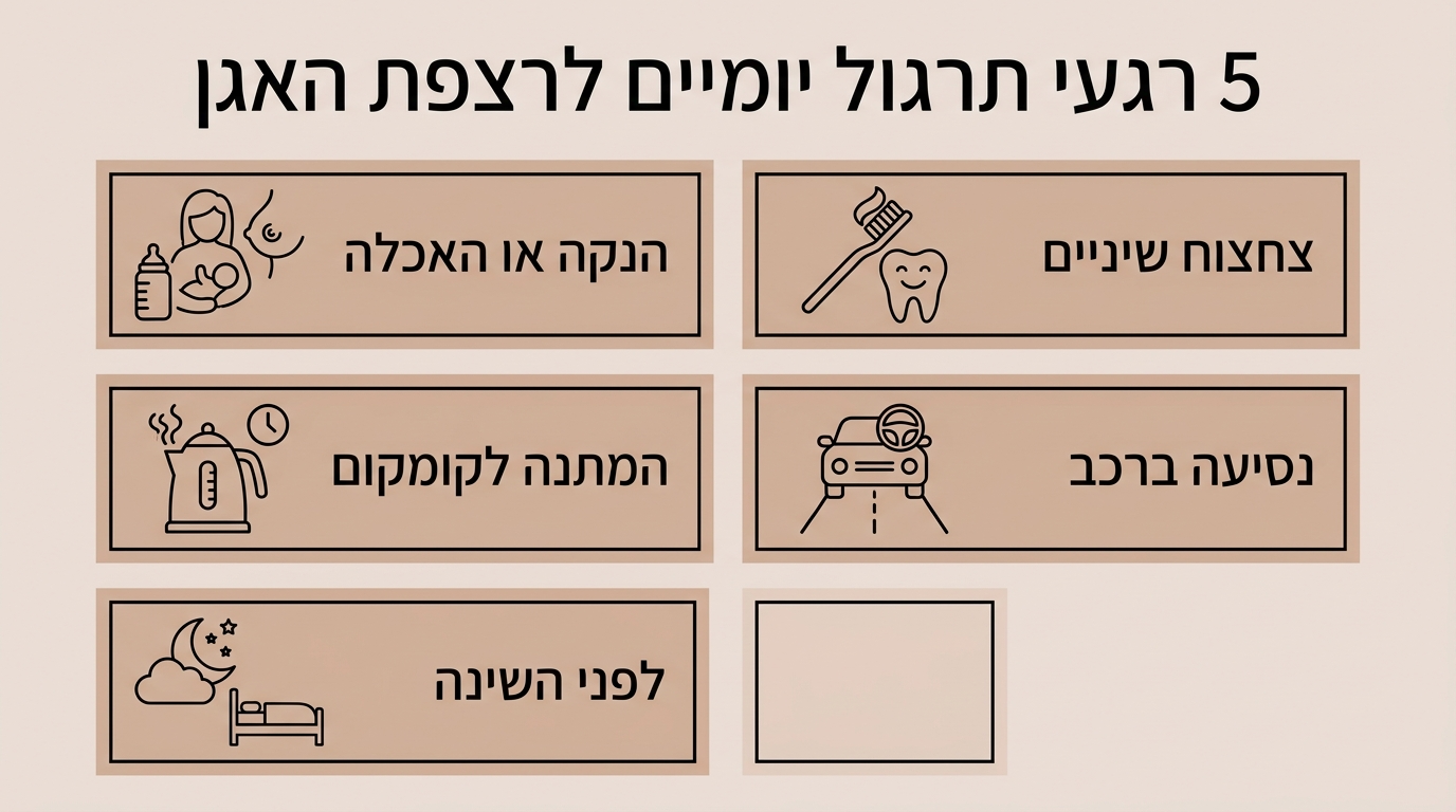 שילוב תרגילי רצפת אגן בשגרה היומיומית של האם לאחר לידה
